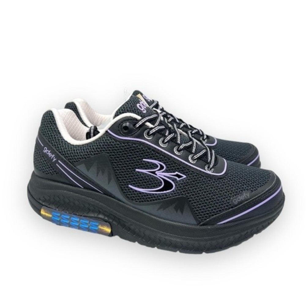 8W 8 W WIDE‎ WIDTH Gravity Defyer Women's Mighty Walk Black Purple Sneakers NEW